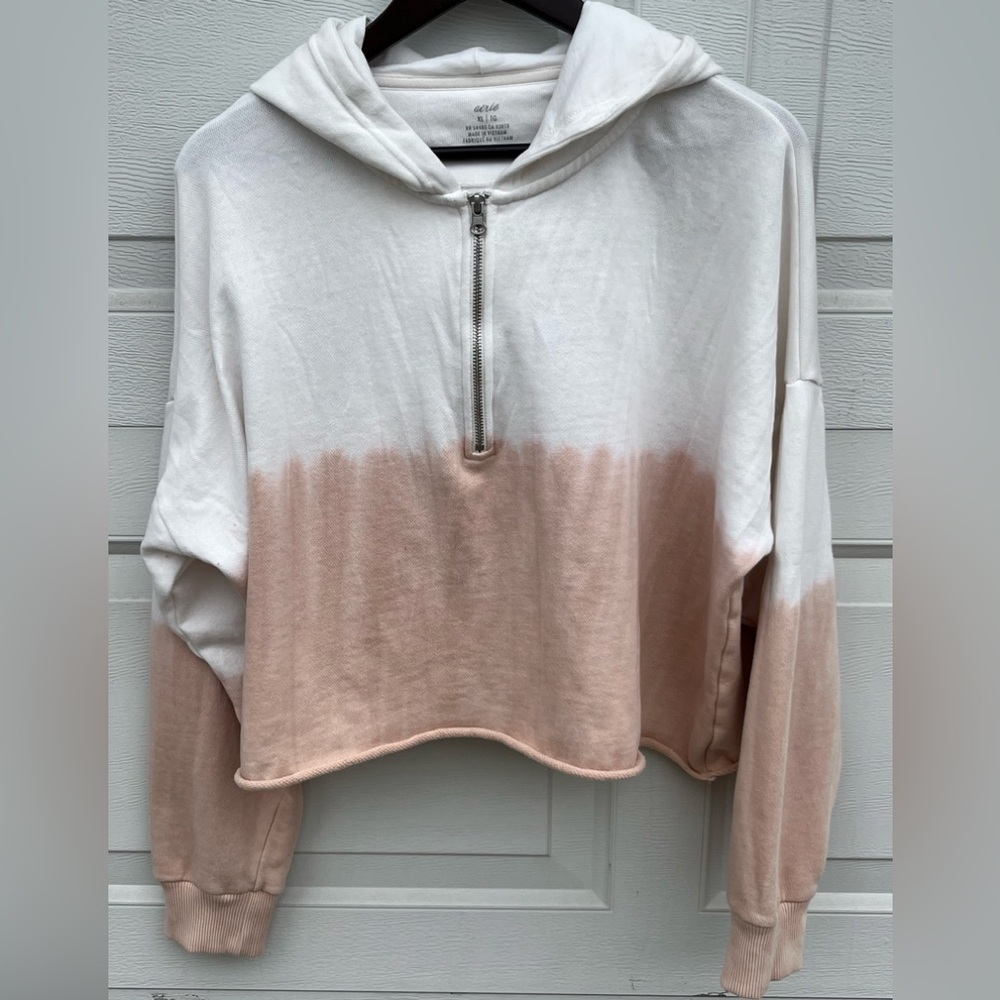 Women's Aerie color block crop  sweater hooded size XL/TG